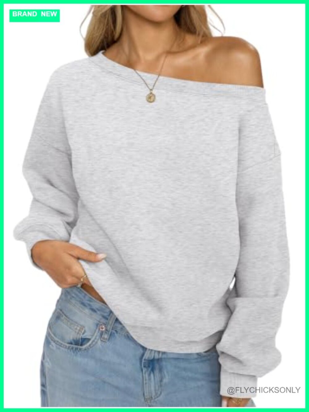 Off Shoulder Fleece Sweatshirt Cropped Pullover Long Sleeve